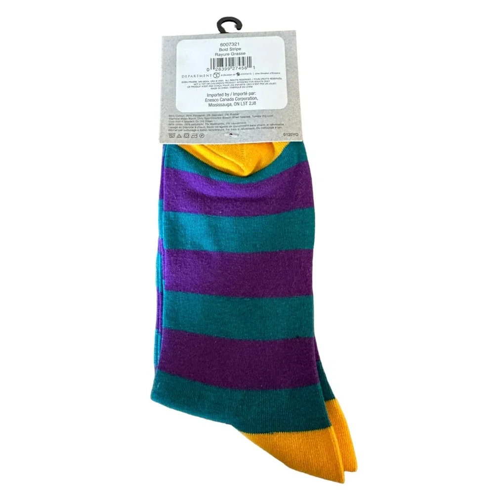 NWT Izzy & Oliver Bold Stripe Purple and Teal Socks OSFM
